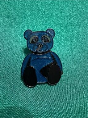 Coach Blue Enamel Teddy Bear Pin